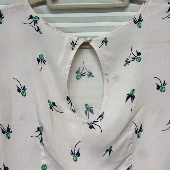 Free People Light Blush Pink Floral Print Sheer Short Sleeve Shift Dress - Picture 6 of 9